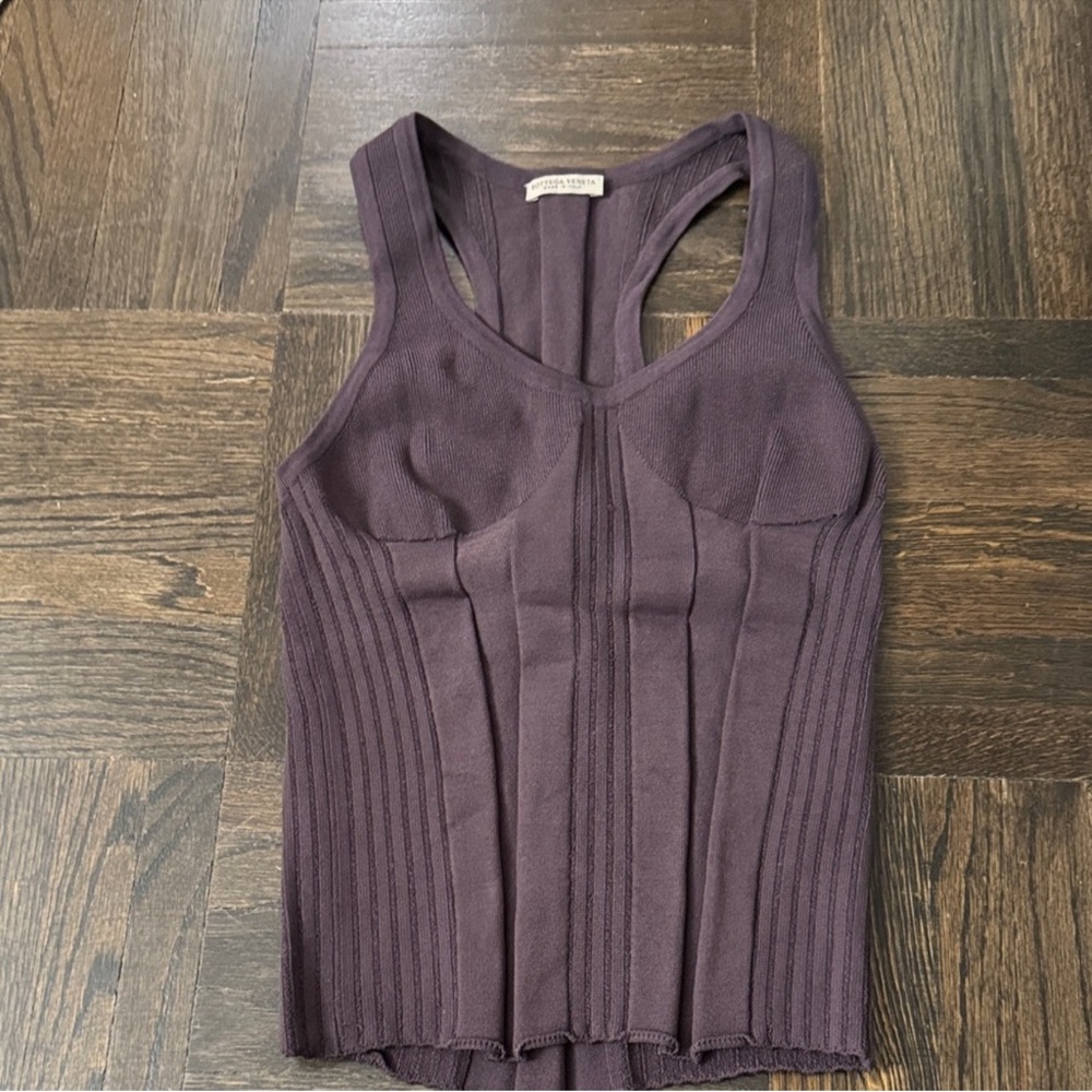 Bottega Veneta Purple Ribbed Knit Tank Top